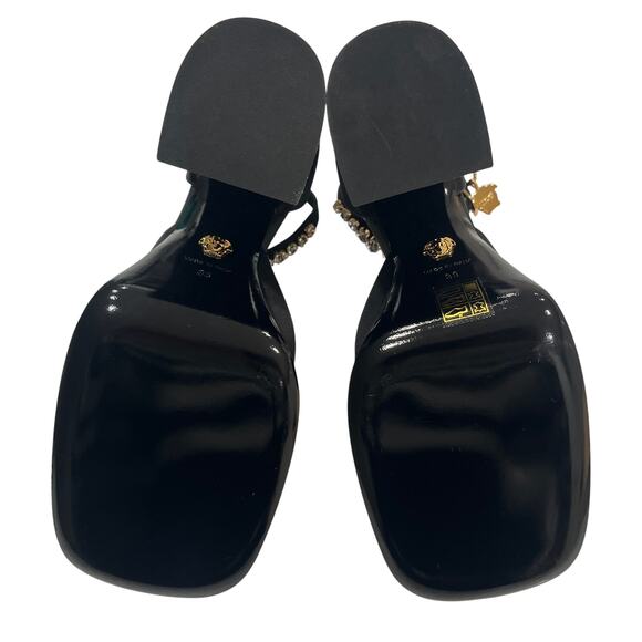 S7 VERSACE $1,525 Aevita Platform Heels w Crystals Medusa Charm Satin IT39/US9 - Picture 10 of 12